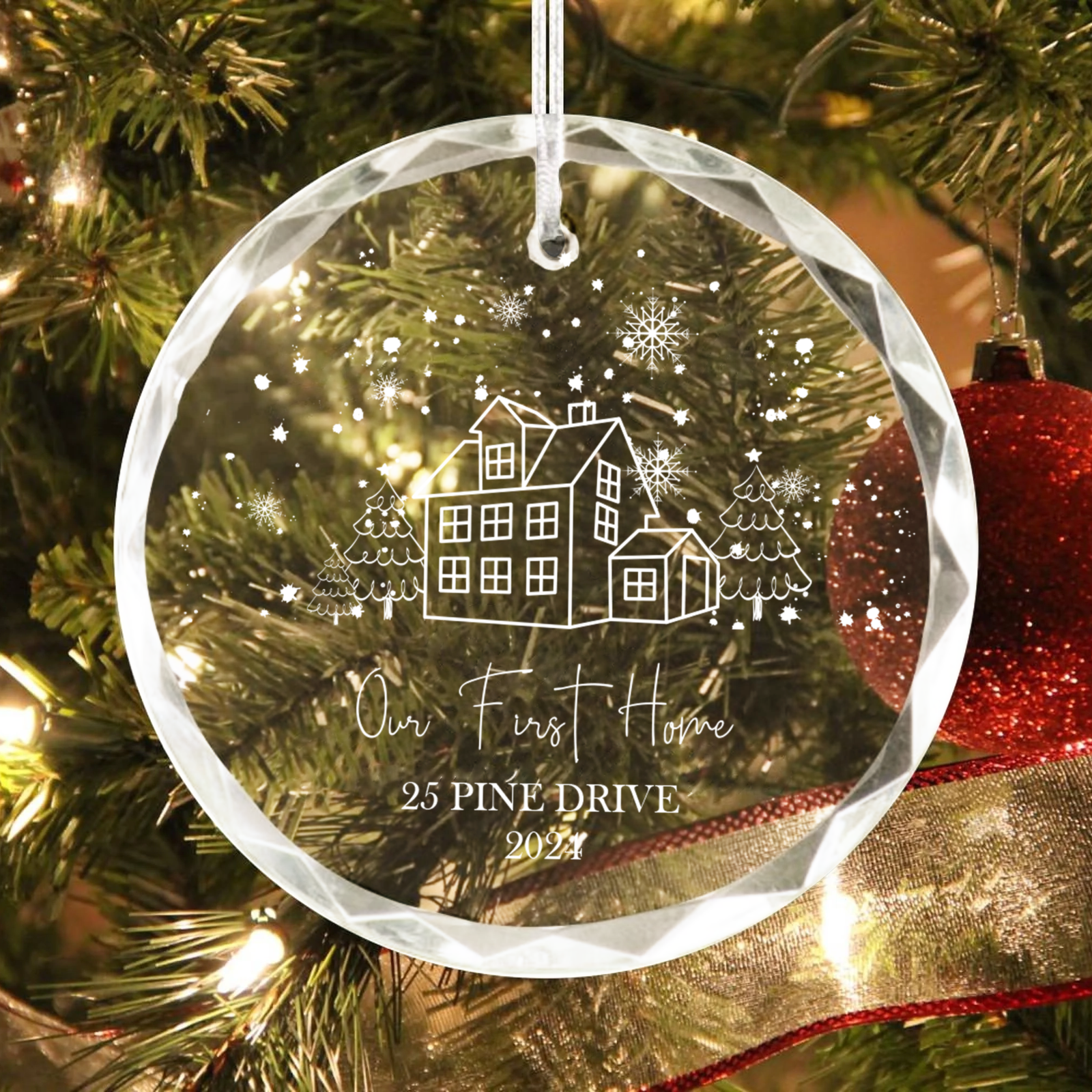 Personalized Christmas New Home Glass Ornament, Our First Home Ornament Gift GX03-4 - 19Gifts
