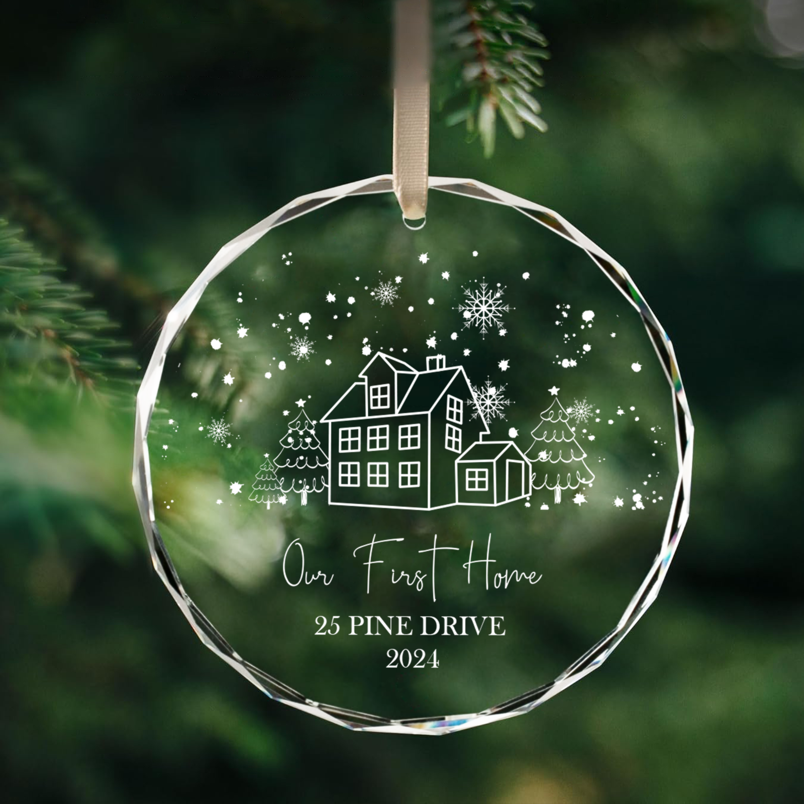 Personalized Christmas New Home Glass Ornament, Our First Home Ornament Gift GX03-4 - 19Gifts