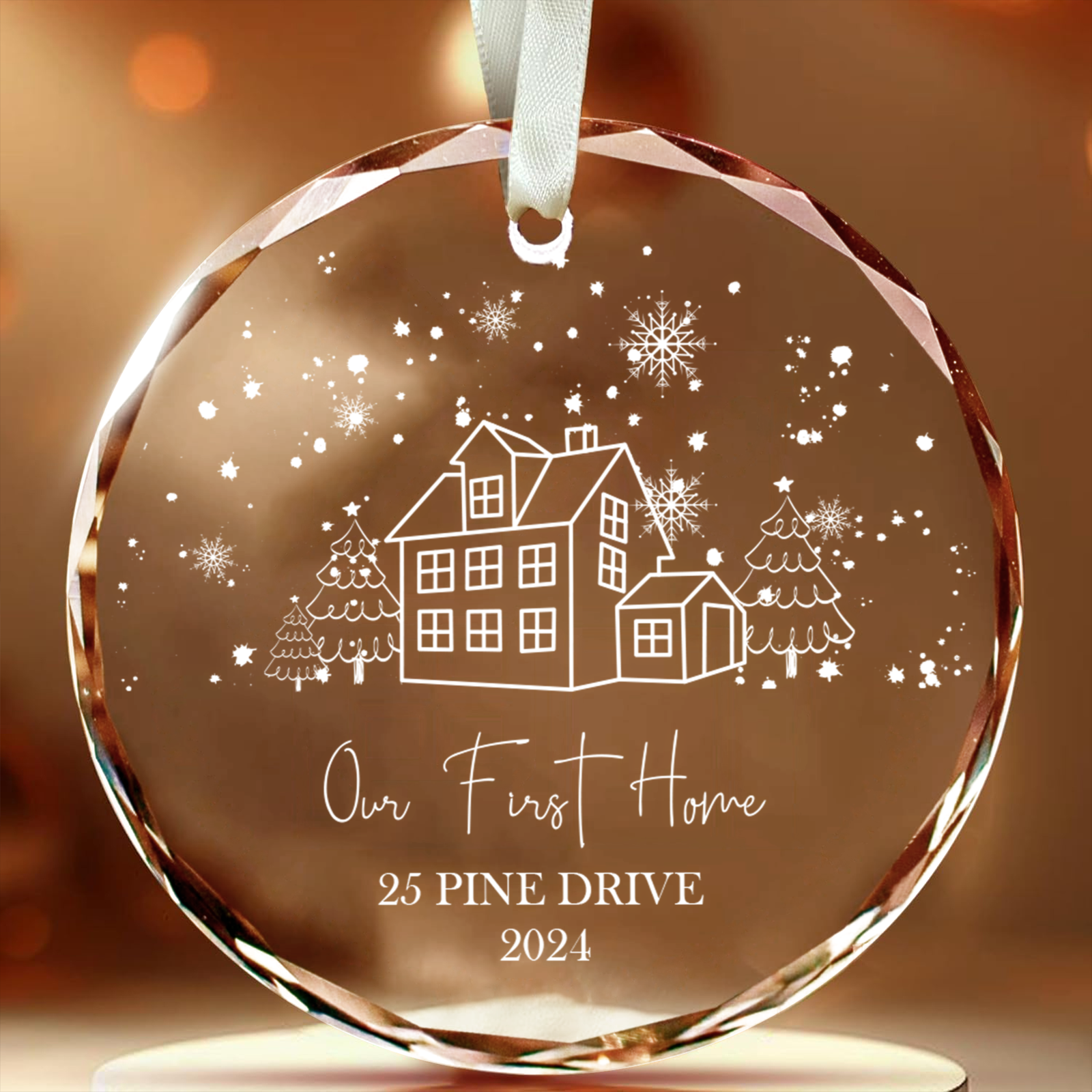 Personalized Christmas New Home Glass Ornament, Our First Home Ornament Gift GX03-4 - 19Gifts