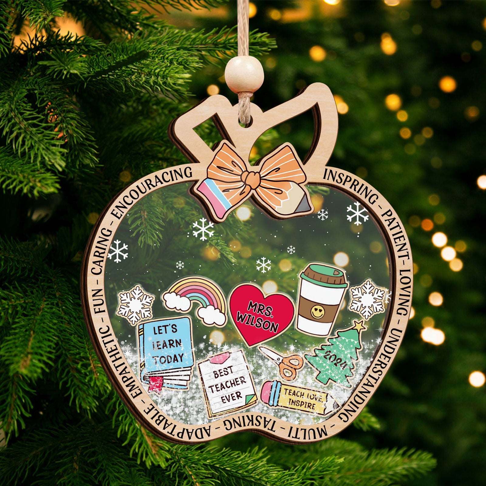 Personalized Christmas Teacher Shaking Ornament, Christmas Gift for Teacher 2024, CF737 - 19Gifts