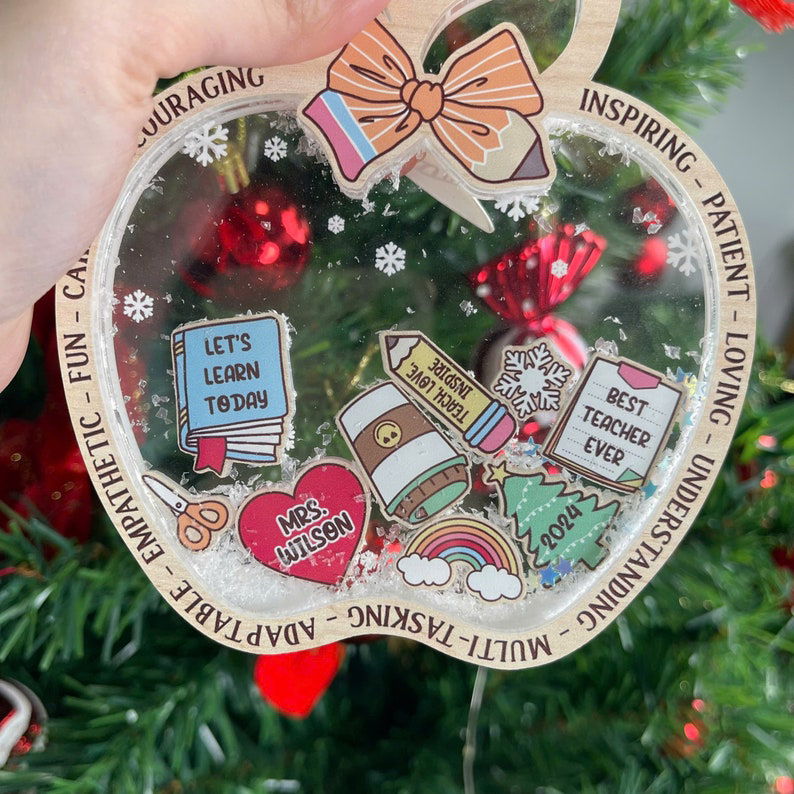 Personalized Christmas Teacher Shaking Ornament, Christmas Gift for Teacher 2024, CF737 - 19Gifts