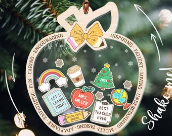 Personalized Christmas Teacher Shaking Ornament, Christmas Gift for Teacher 2024, CF737 - 19Gifts
