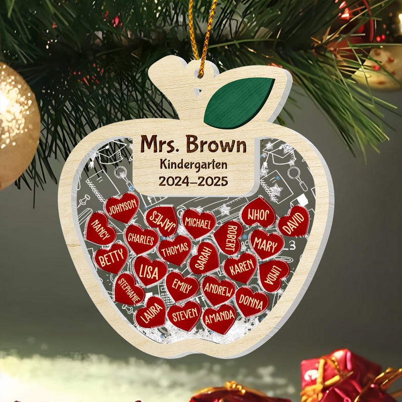 Personalized Christmas Teacher Shaking Ornament, Christmas Gift for Teacher 2024, CF738 - 19Gifts