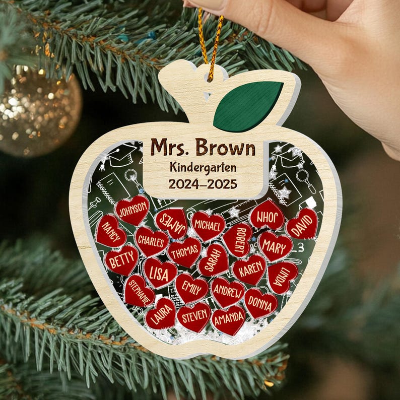 Personalized Christmas Teacher Shaking Ornament, Christmas Gift for Teacher 2024, CF738 - 19Gifts