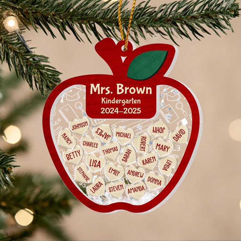 Personalized Christmas Teacher Shaking Ornament, Christmas Gift for Teacher 2024, CF738 - 19Gifts