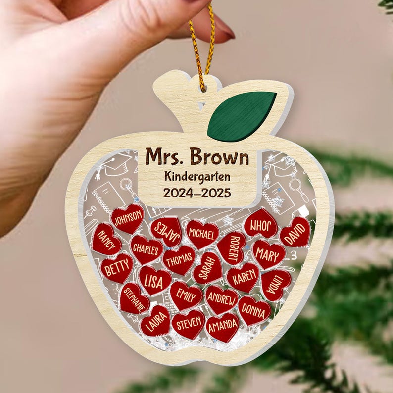 Personalized Christmas Teacher Shaking Ornament, Christmas Gift for Teacher 2024, CF738 - 19Gifts