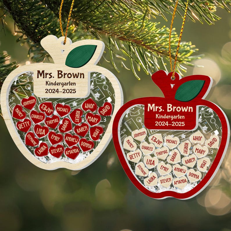 Personalized Christmas Teacher Shaking Ornament, Christmas Gift for Teacher 2024, CF738 - 19Gifts
