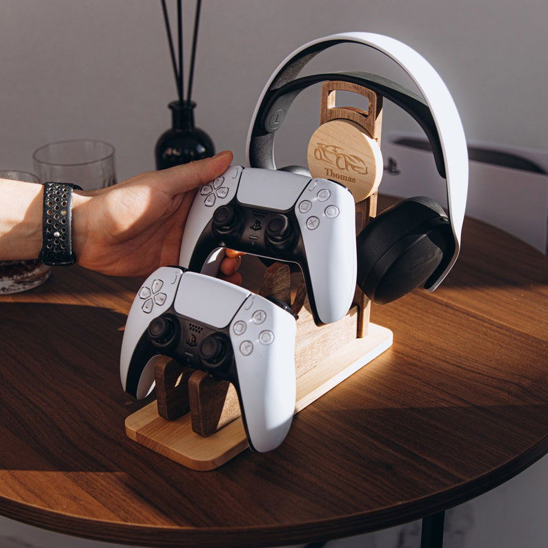 Personalized Controller Stand, Wooden Controller and Headphone Holder, CS19 - 19Gifts