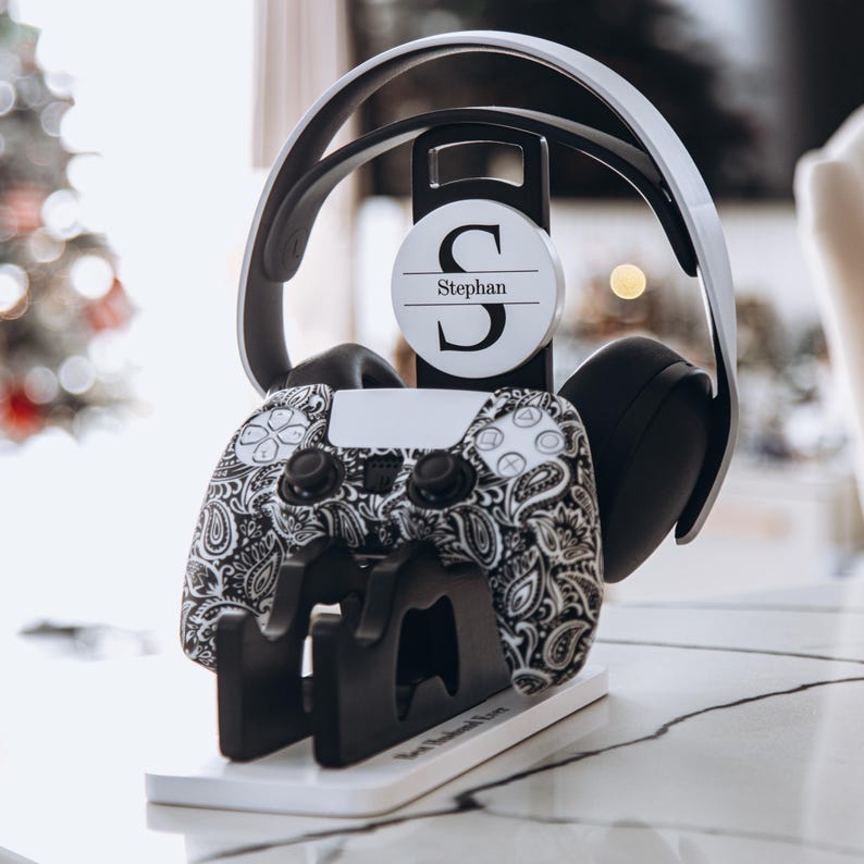 Personalized Controller Stand, Wooden Controller and Headphone Holder, CS19 - 19Gifts