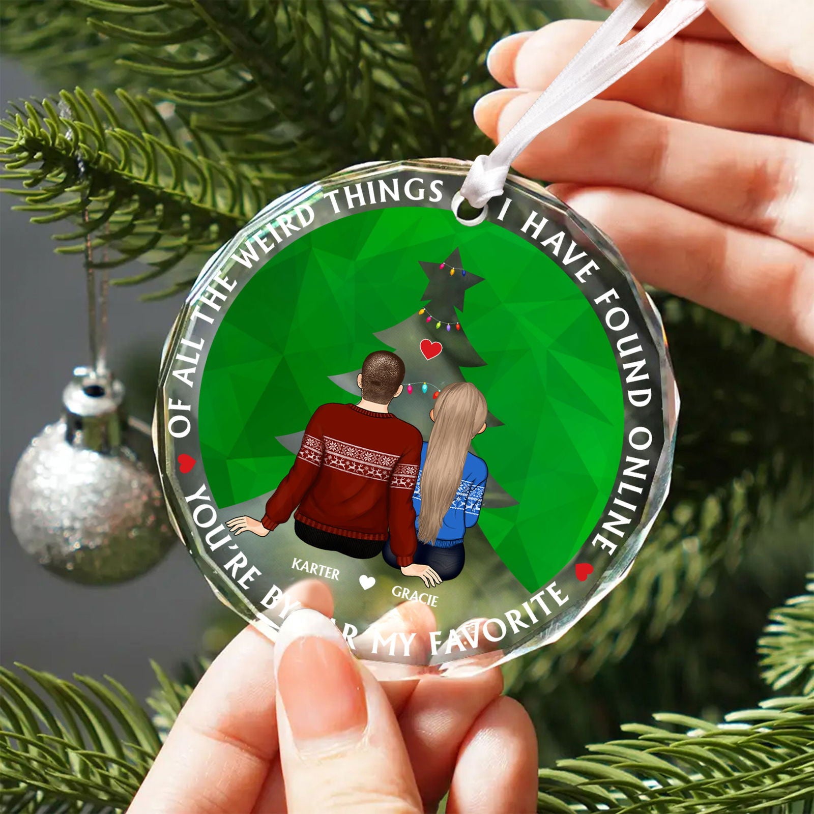 Personalized Couple Ornament, Christmas Glass Ornament, GX05 - 19Gifts