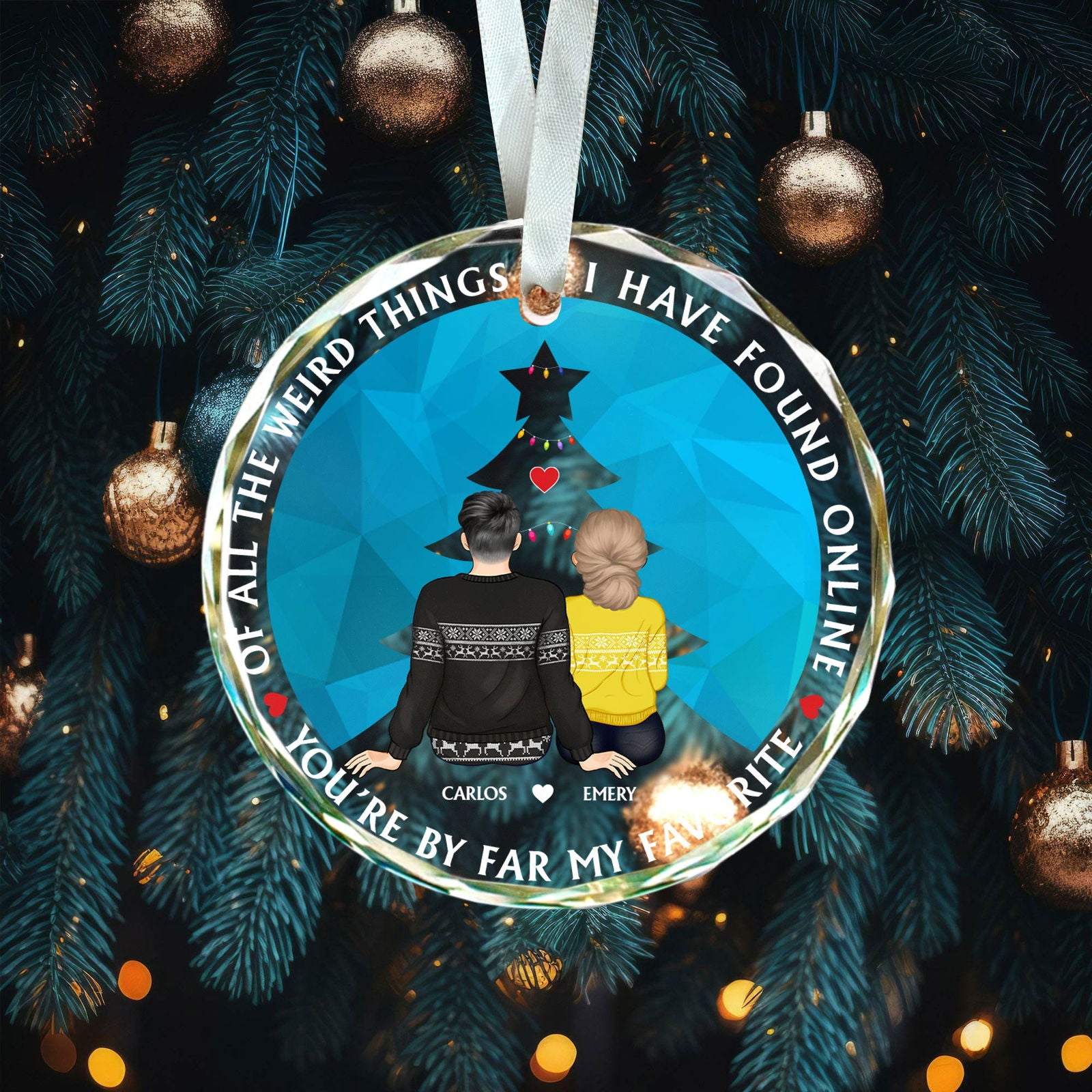 Personalized Couple Ornament, Christmas Glass Ornament, GX05 - 19Gifts