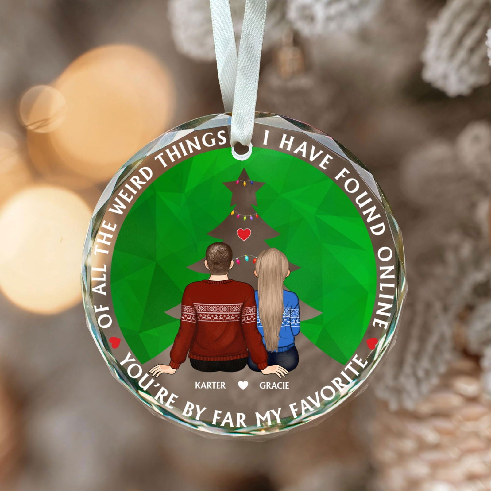Personalized Couple Ornament, Christmas Glass Ornament, GX05 - 19Gifts