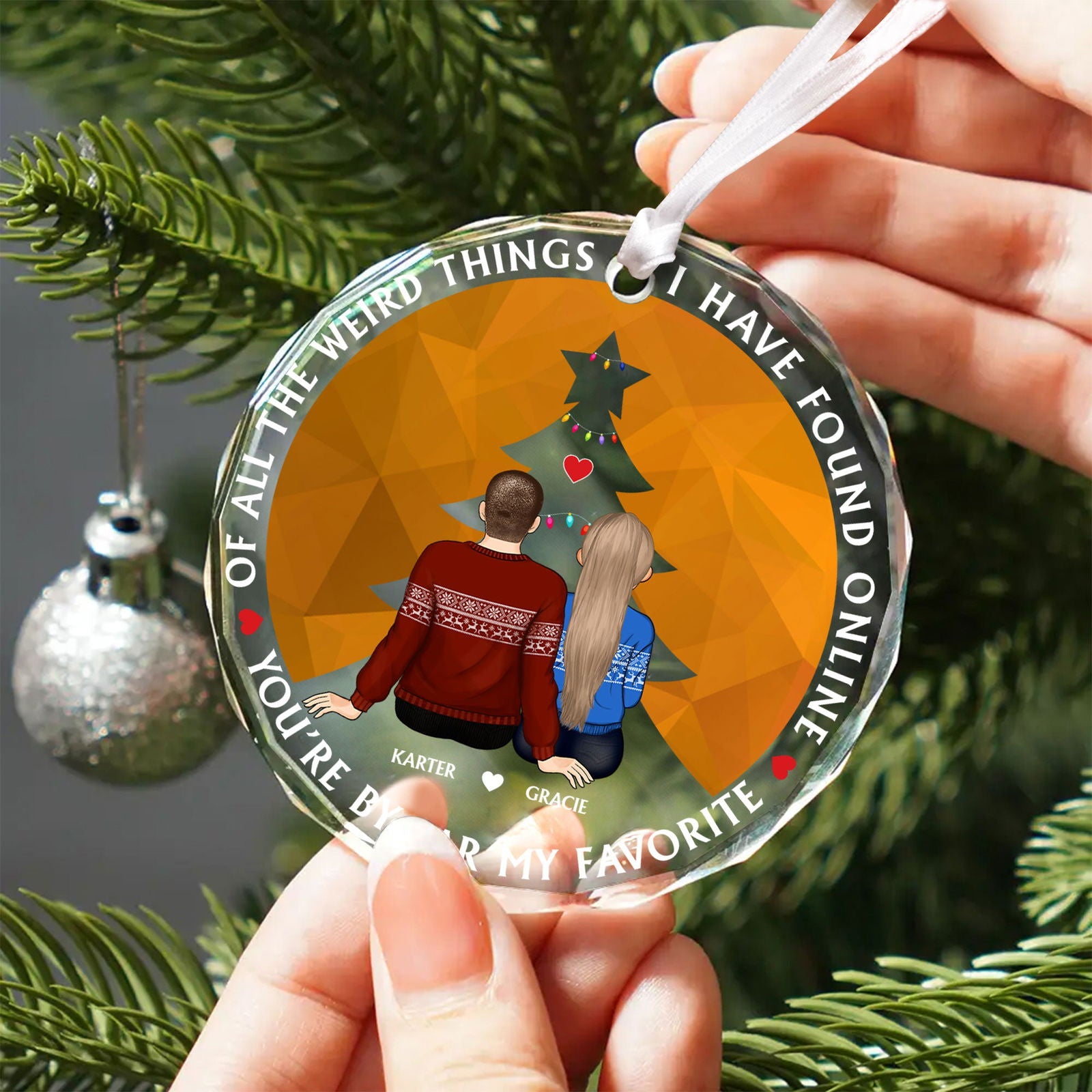 Personalized Couple Ornament, Christmas Glass Ornament, GX05 - 19Gifts