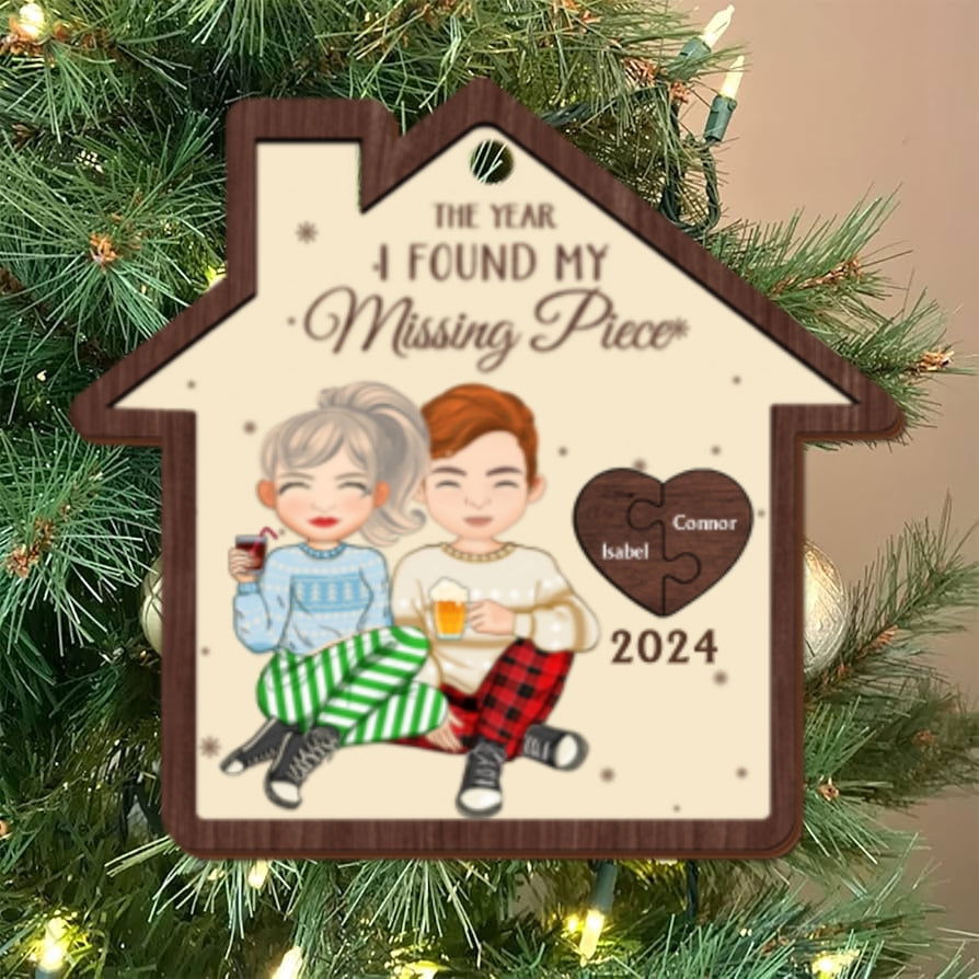 Personalized Couple Ornament, Two Layer Wooden Lover Ornament, CF808 - 19Gifts