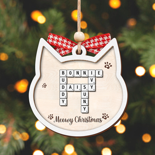 Personalized Crossword Cat Ornament, Pet Lover Ornament, Christmas Ornament CF596 - 19Gifts
