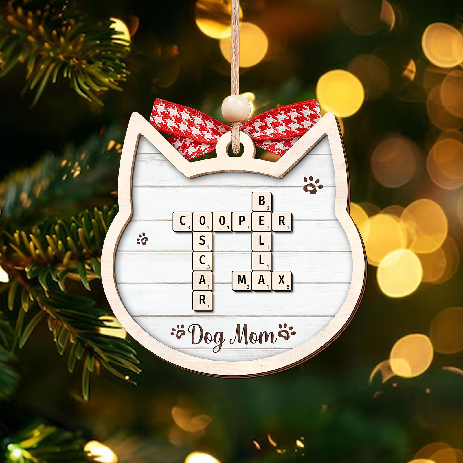 Personalized Crossword Cat Ornament, Pet Lover Ornament, Christmas Ornament CF596 - 19Gifts