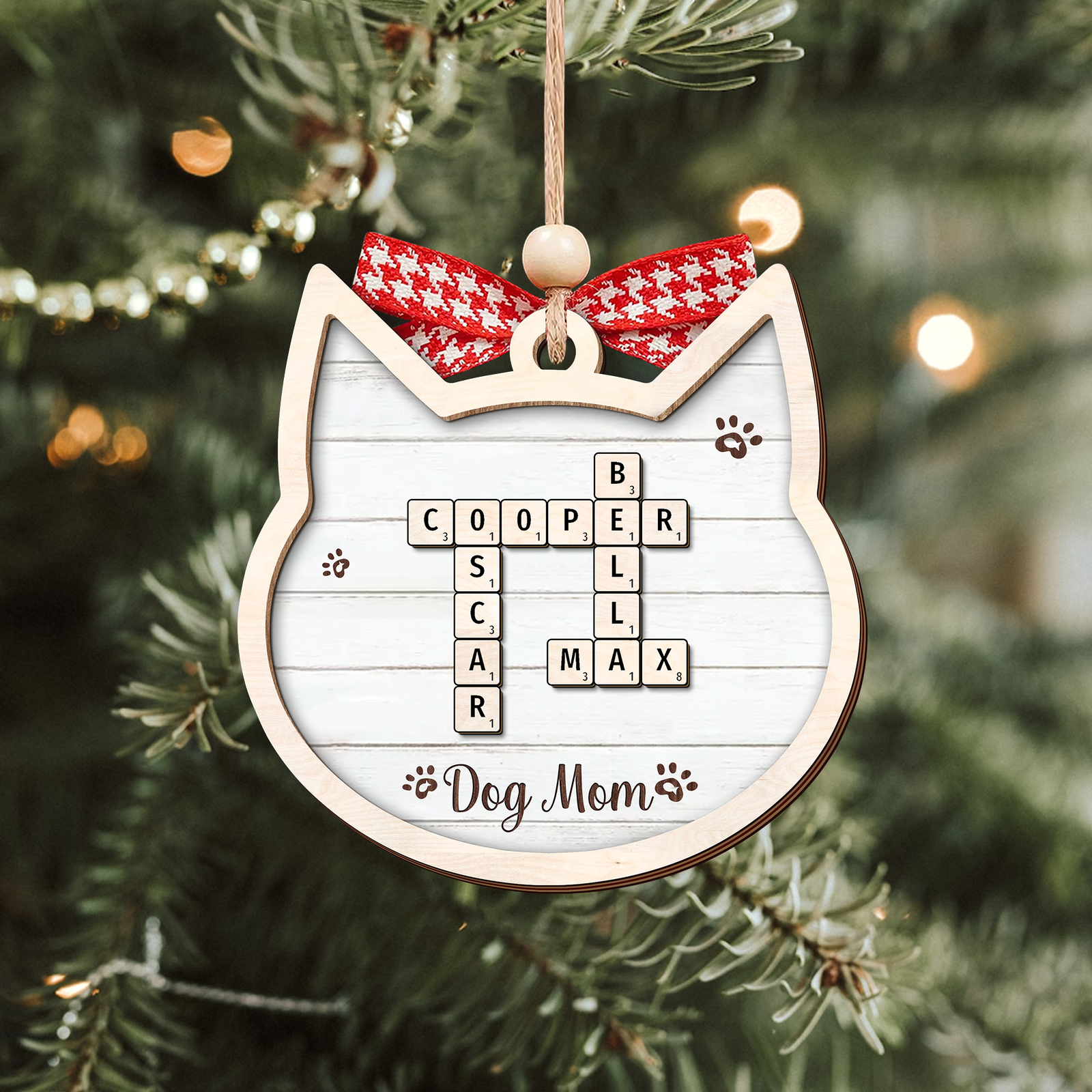Personalized Crossword Cat Ornament, Pet Lover Ornament, Christmas Ornament CF596 - 19Gifts