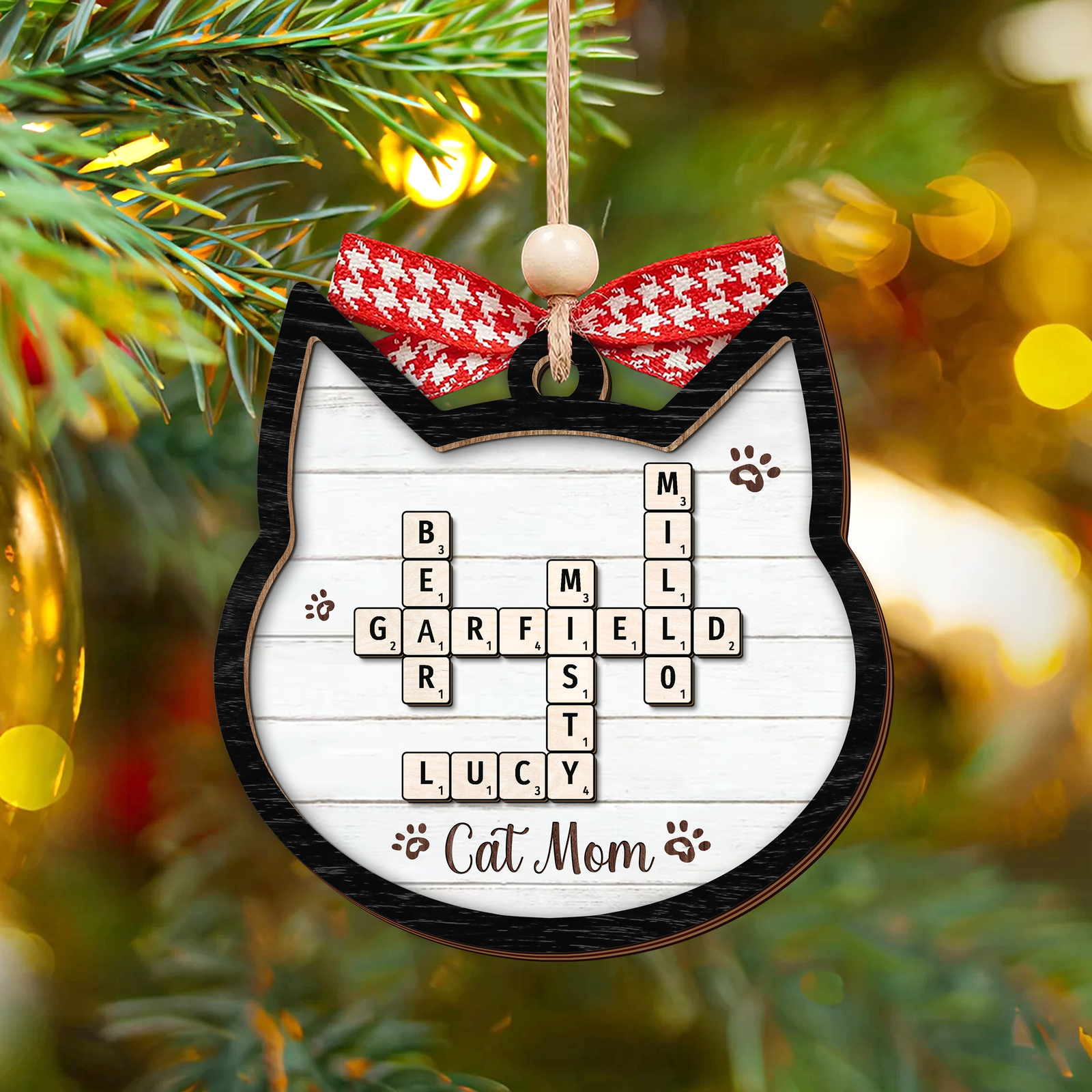 Personalized Crossword Cat Ornament, Pet Lover Ornament, Christmas Ornament CF596 - 19Gifts