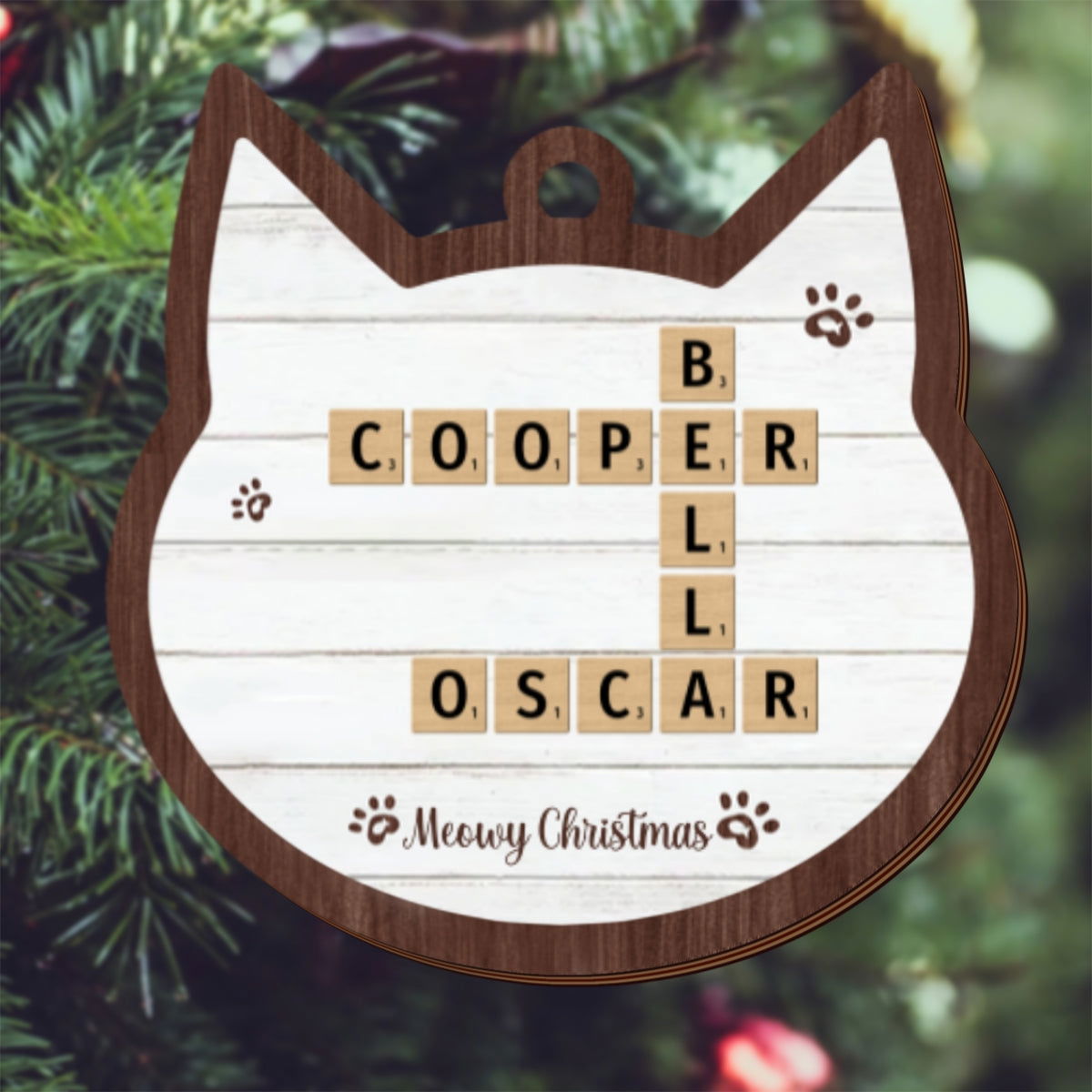 Personalized Crossword Cat Ornament, Pet Lover Ornament, Christmas Ornament CF596 - 19Gifts