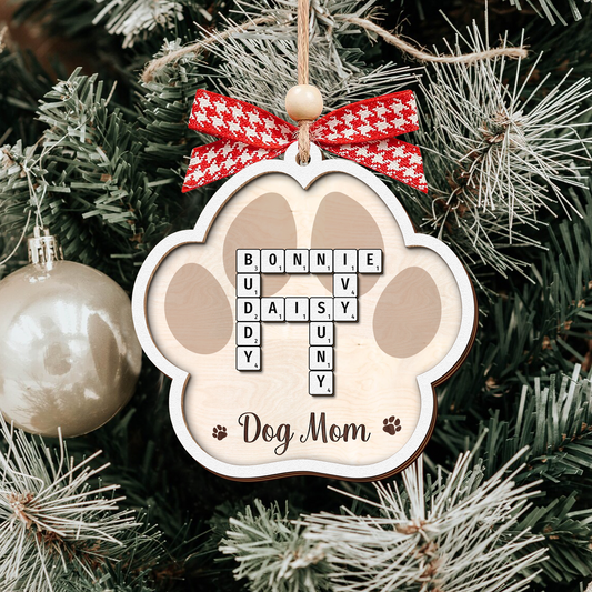 Personalized Crossword Paw Ornament, Pet Lover Ornament, Christmas Ornament CF595 - 19Gifts
