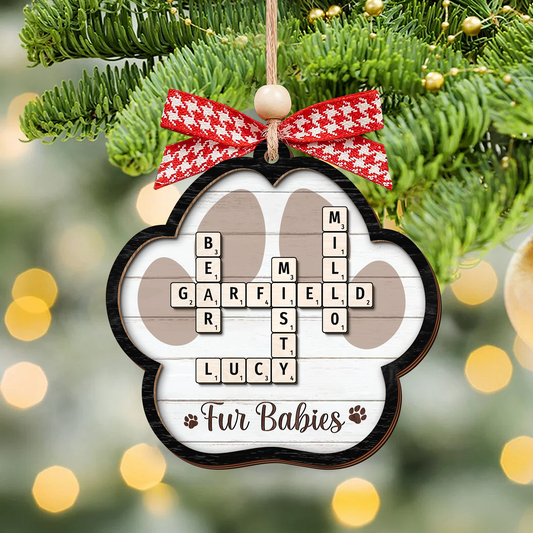 Personalized Crossword Paw Ornament, Pet Lover Ornament, Christmas Ornament CF595 - 19Gifts