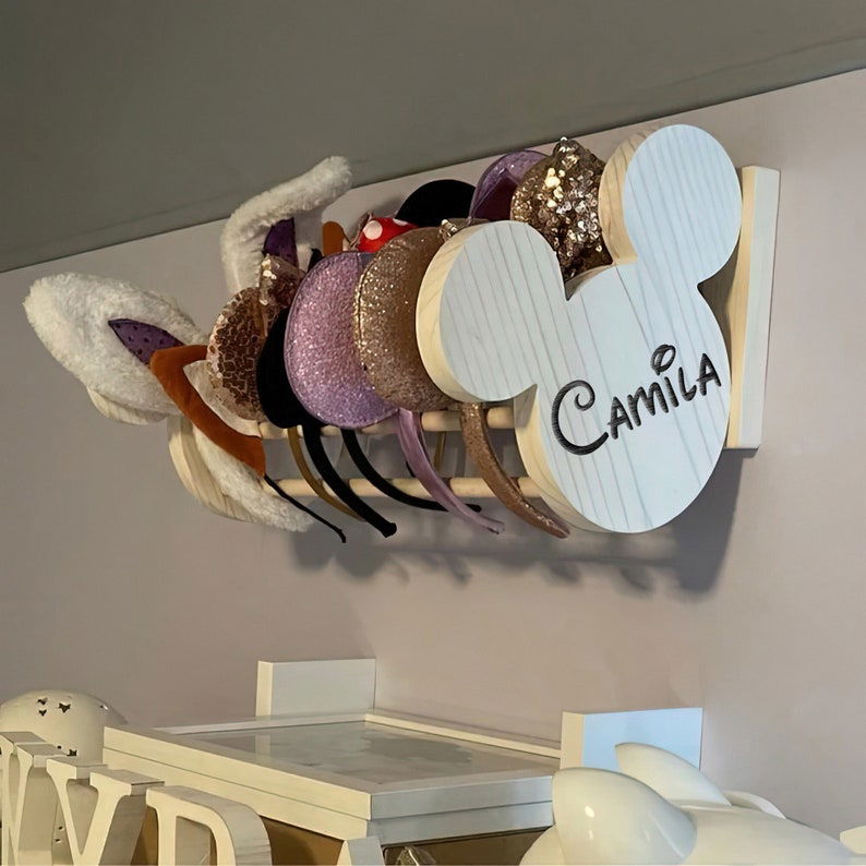 Personalized DIY Wooden Ears Headband Holder, Girl Nursery Decor, Mickey Headband Display, MK01 - 19Gifts