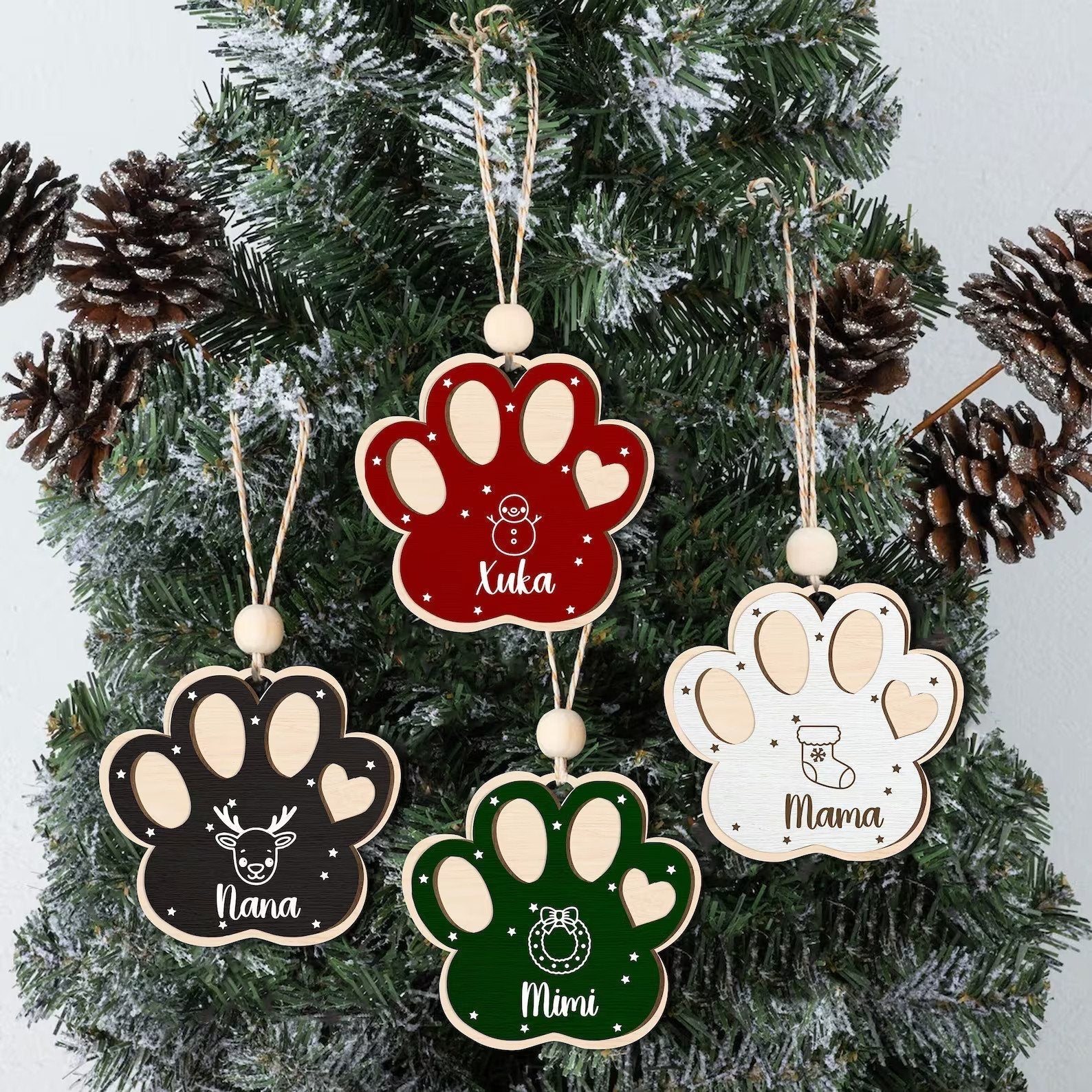 Personalized Dog 2024 Ornament, Dog Paw Ornament, Custom Pet Christmas Ornament, Animal 2024 Ornament, CF78 - 19Gifts