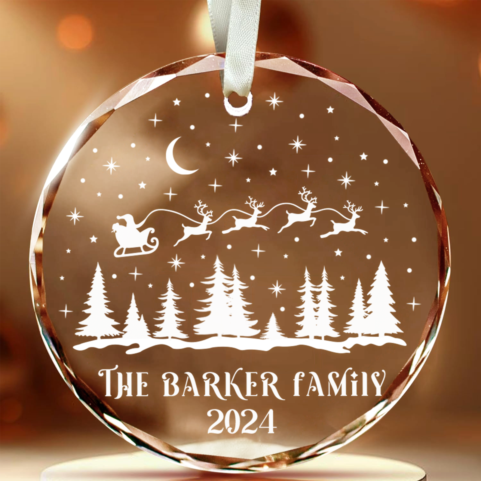 Personalized Family Christmas Glass Ornaments, Family Christmas GX02-1 - 19Gifts