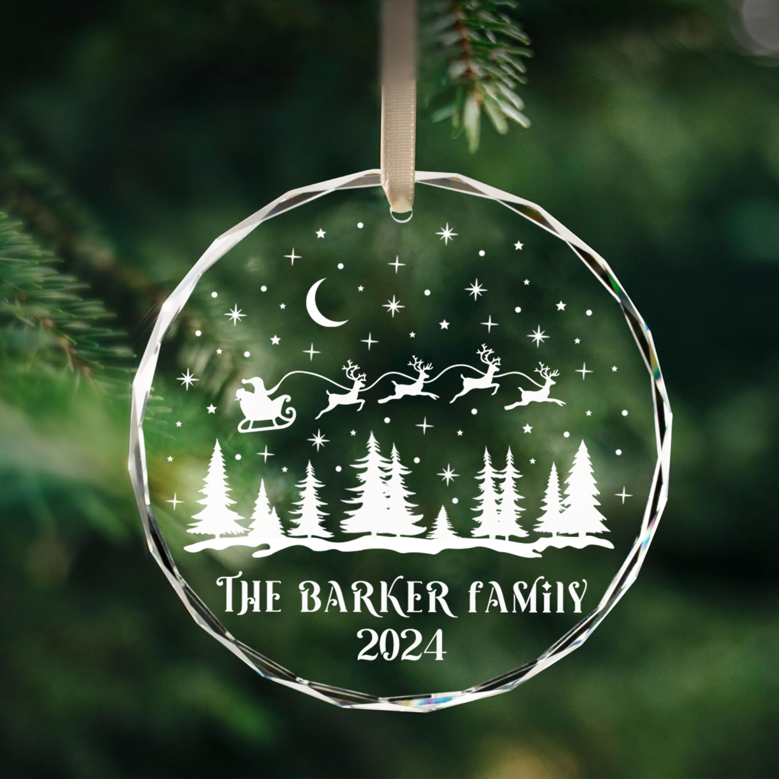Personalized Family Christmas Glass Ornaments, Family Christmas GX02-1 - 19Gifts