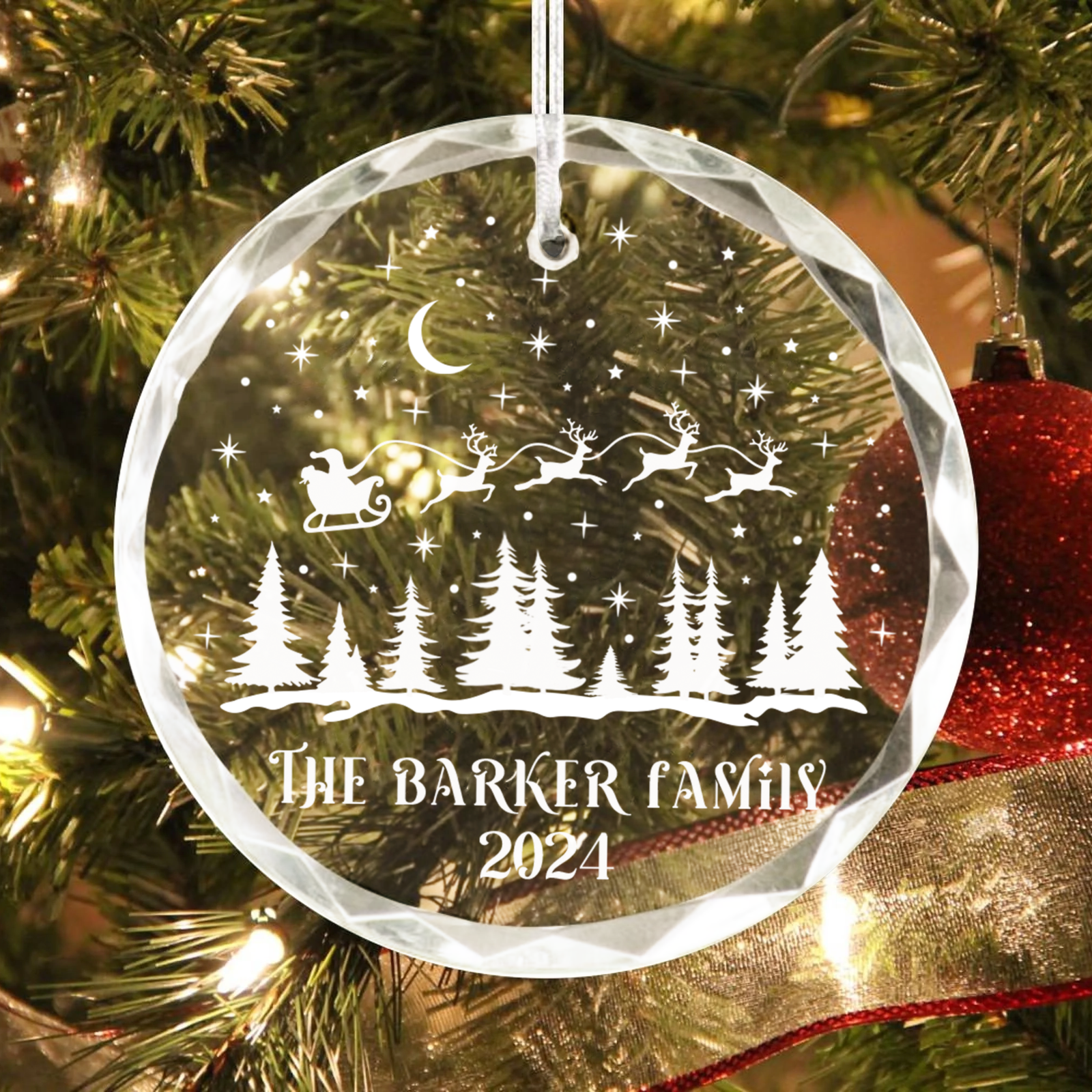 Personalized Family Christmas Glass Ornaments, Family Christmas GX02-1 - 19Gifts