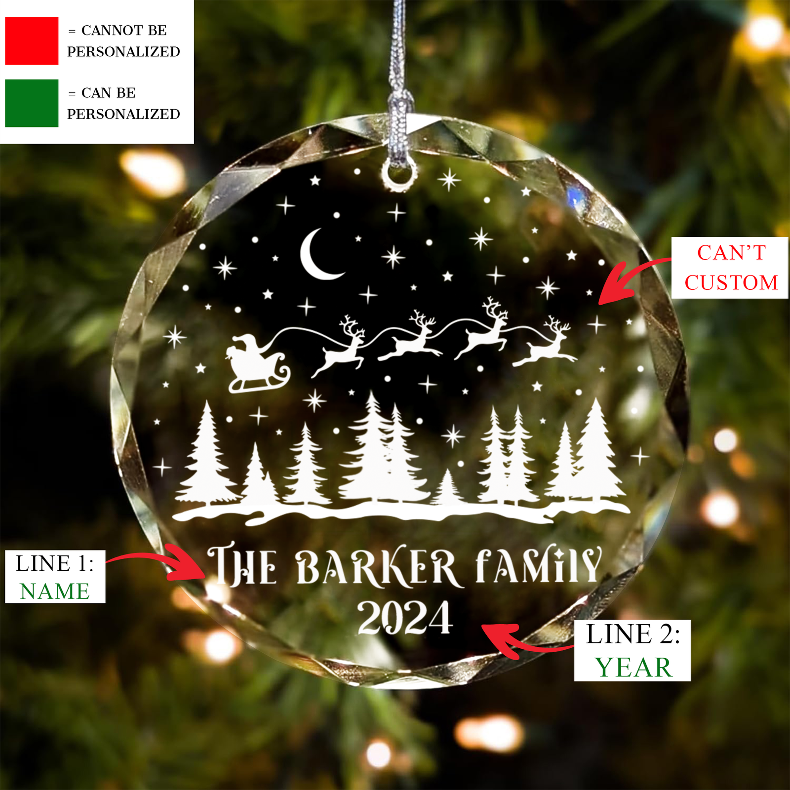 Personalized Family Christmas Glass Ornaments, Family Christmas GX02-1 - 19Gifts