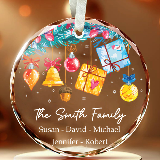 Personalized Family Christmas Glass Ornaments, Family Christmas Tree Keepsake GX02-6 - 19Gifts