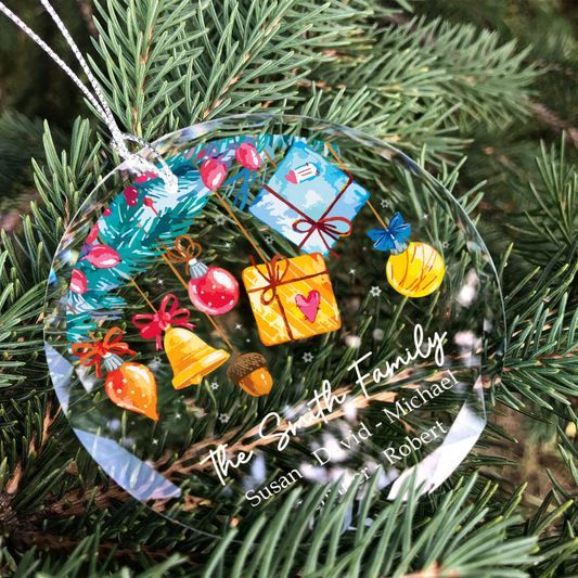 Personalized Family Christmas Glass Ornaments, Family Christmas Tree Keepsake GX02-6 - 19Gifts