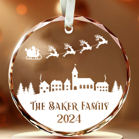 Personalized Family Christmas Glass Ornaments GX02-2 - 19Gifts