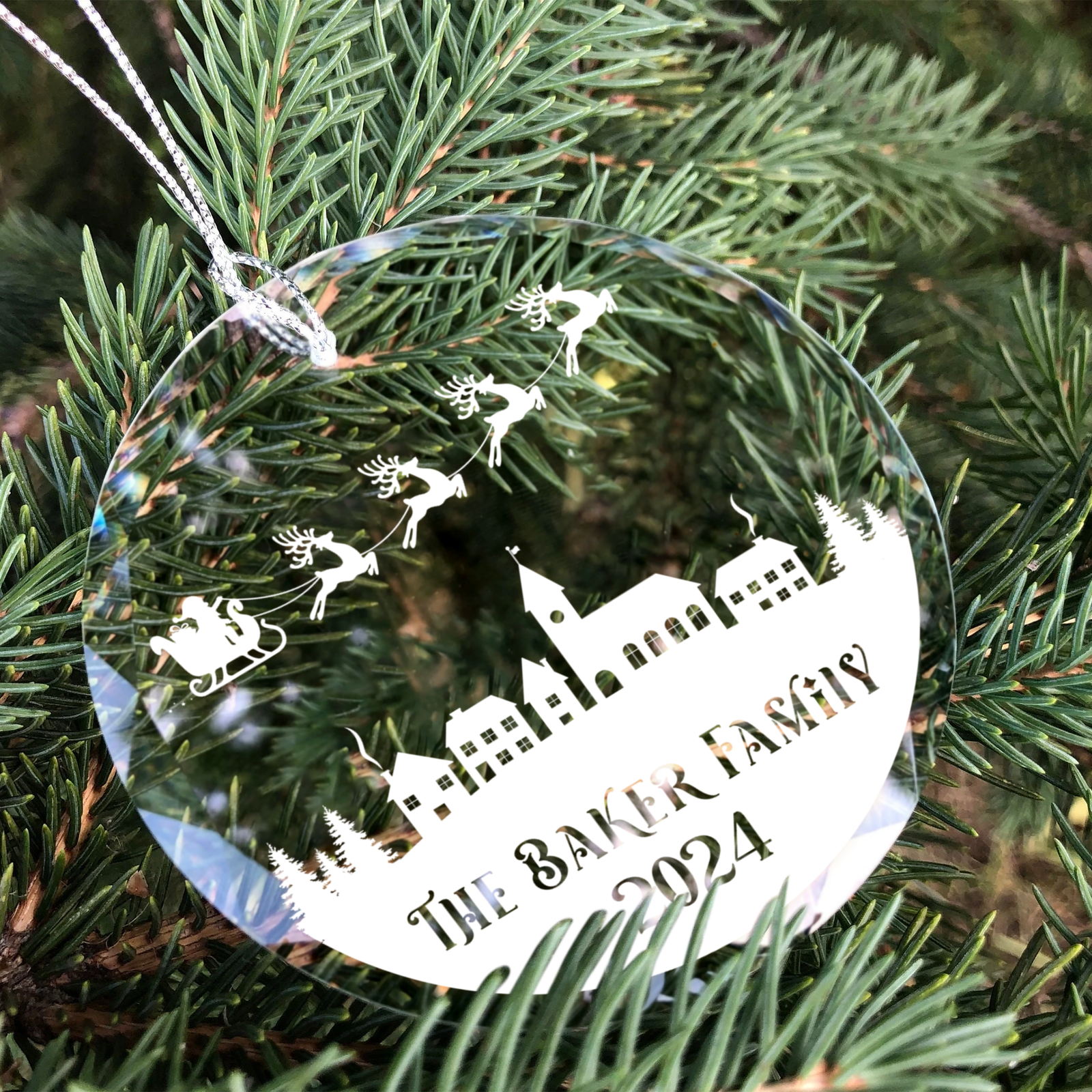 Personalized Family Christmas Glass Ornaments GX02-2 - 19Gifts