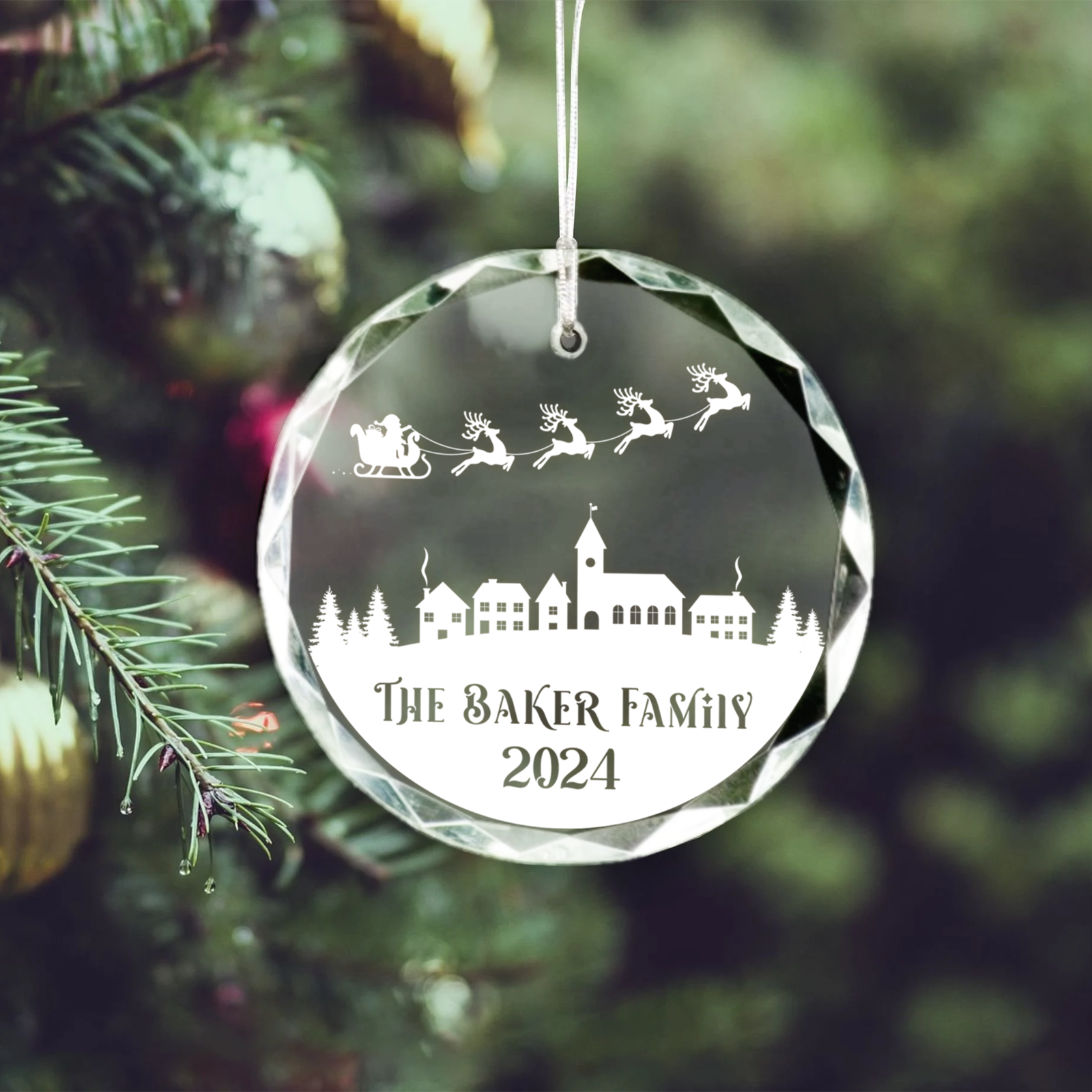 Personalized Family Christmas Glass Ornaments GX02-2 - 19Gifts