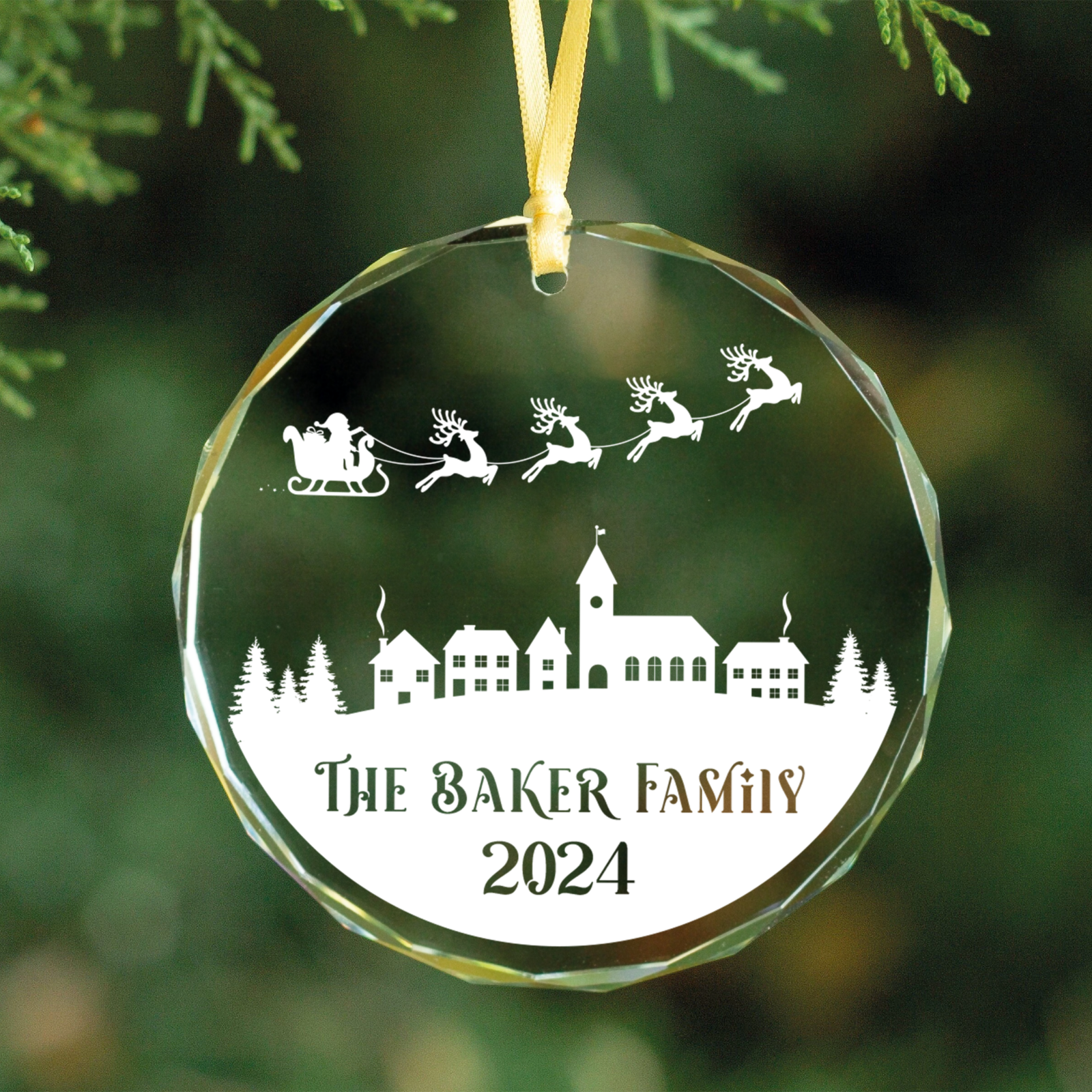 Personalized Family Christmas Glass Ornaments GX02-2 - 19Gifts