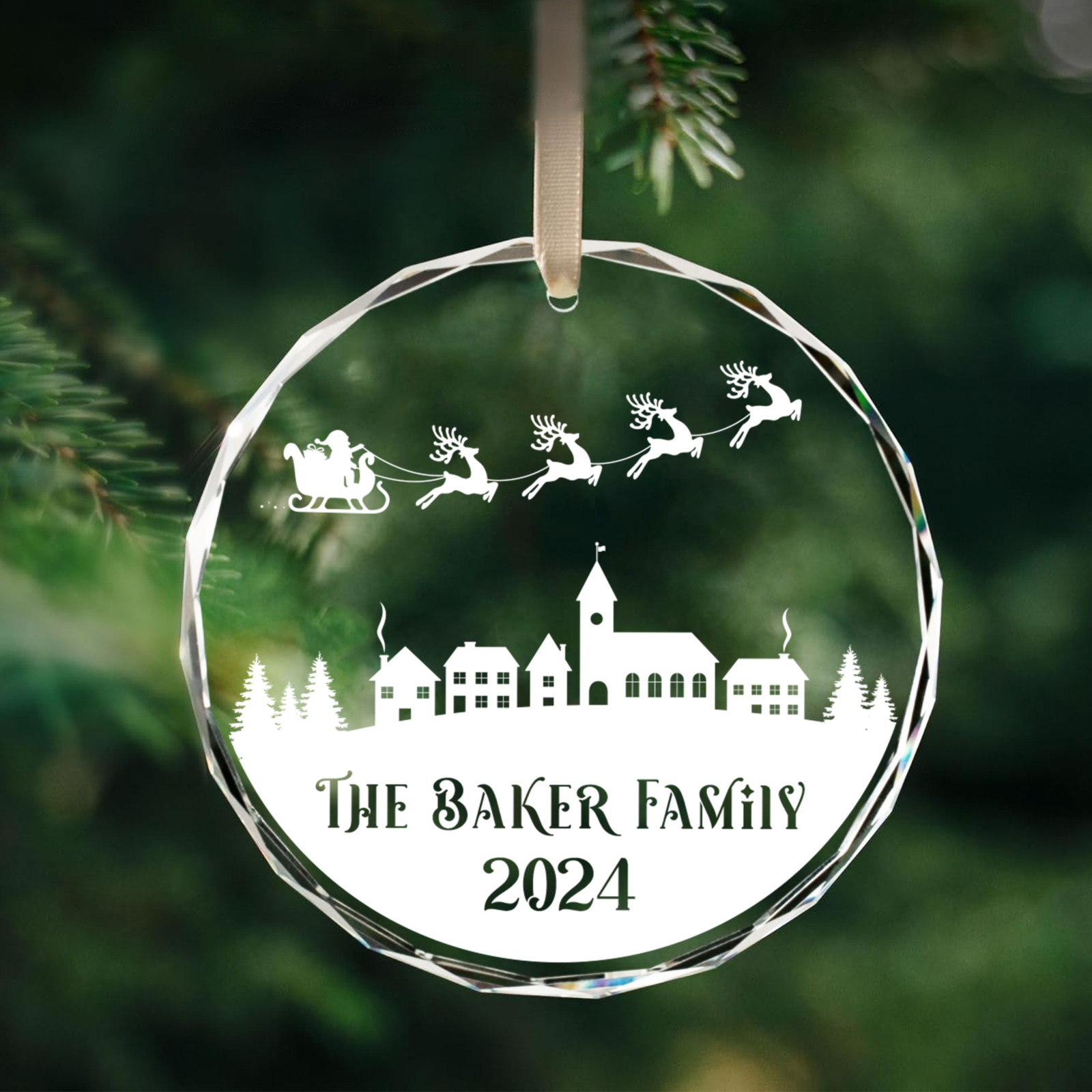 Personalized Family Christmas Glass Ornaments GX02-2 - 19Gifts