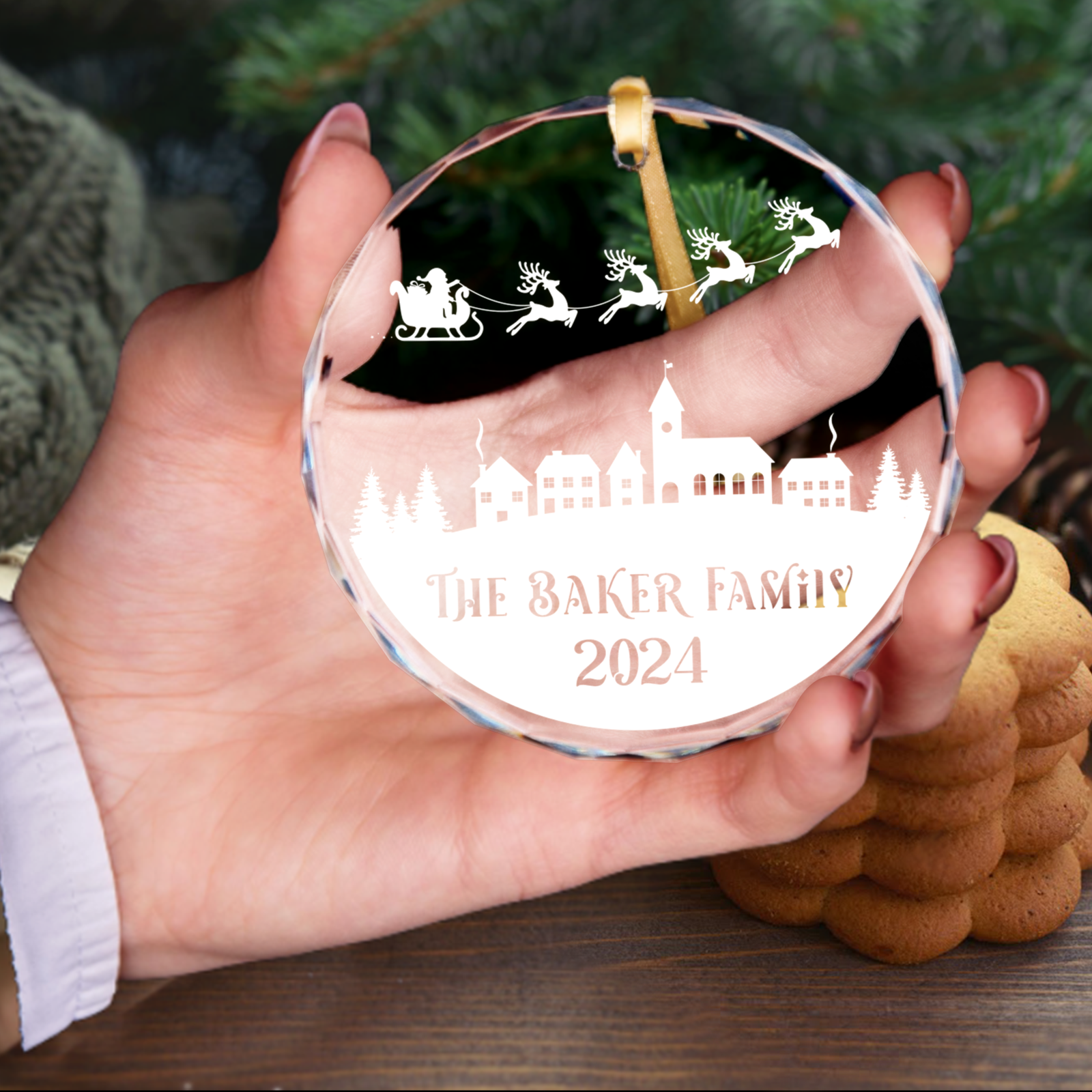 Personalized Family Christmas Glass Ornaments GX02-2 - 19Gifts