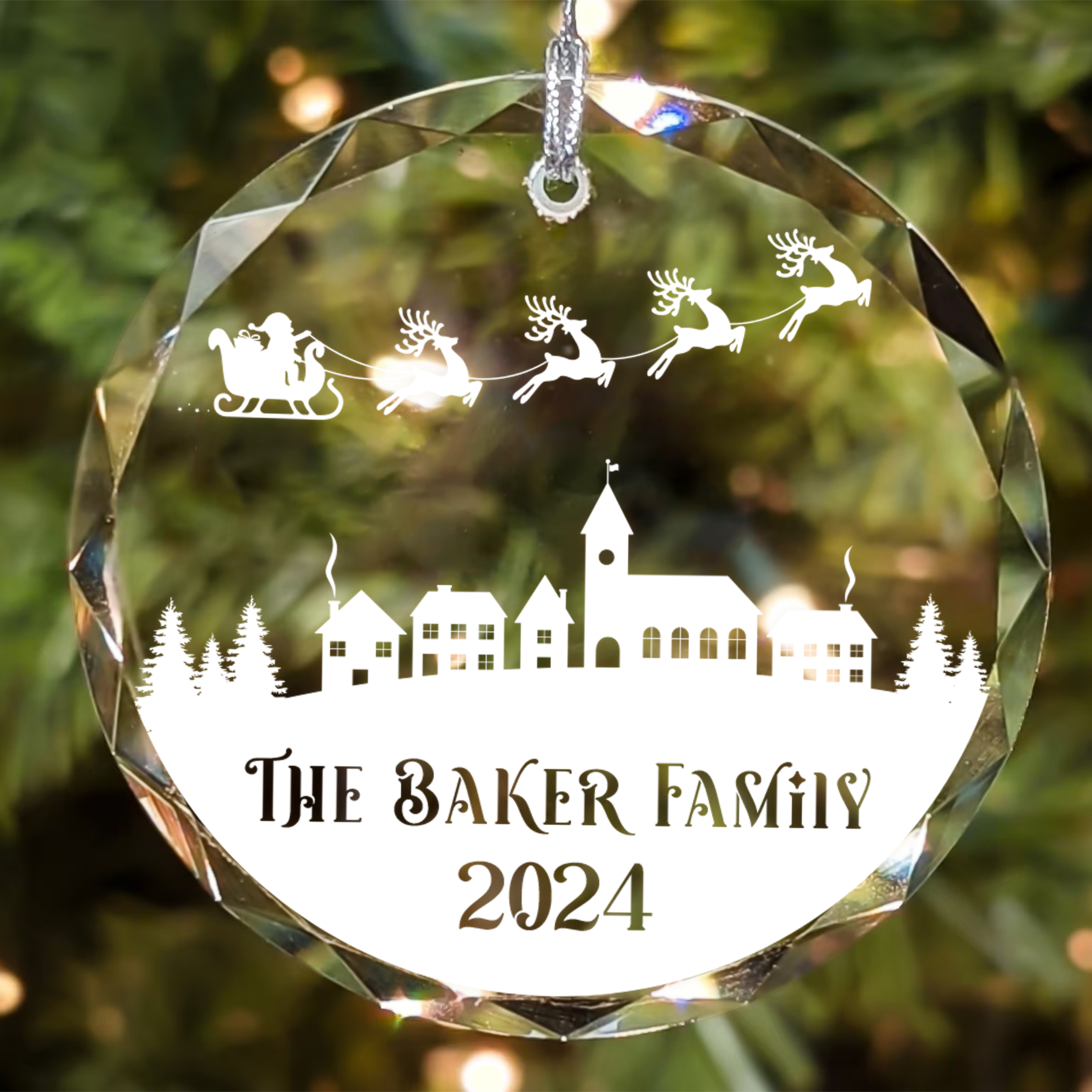 Personalized Family Christmas Glass Ornaments GX02-2 - 19Gifts