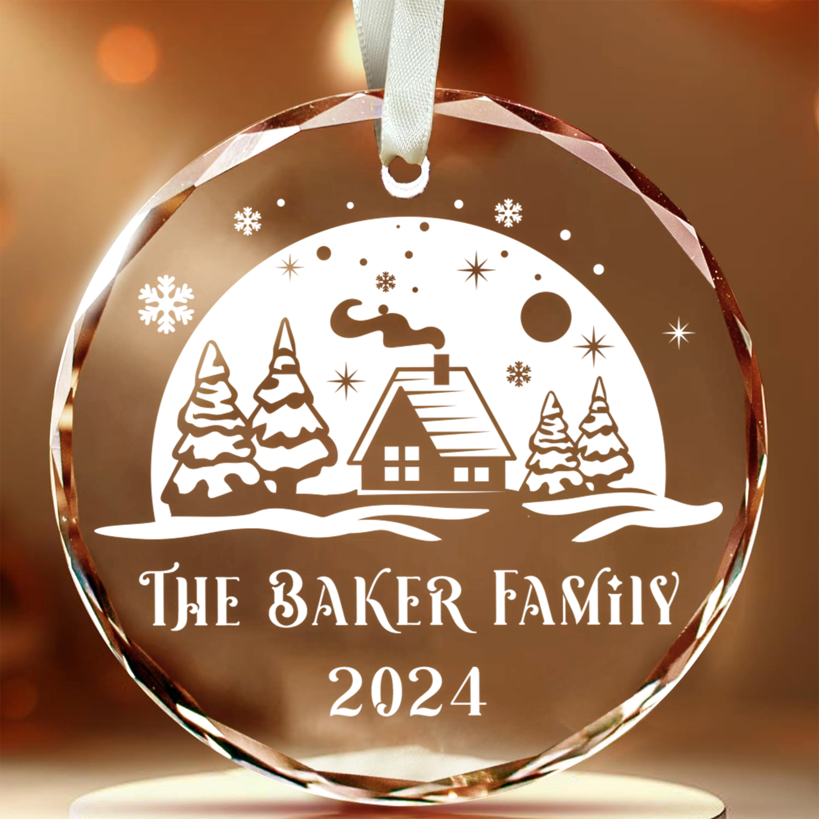 Personalized Family Christmas Glass Ornaments GX02-3 - 19Gifts