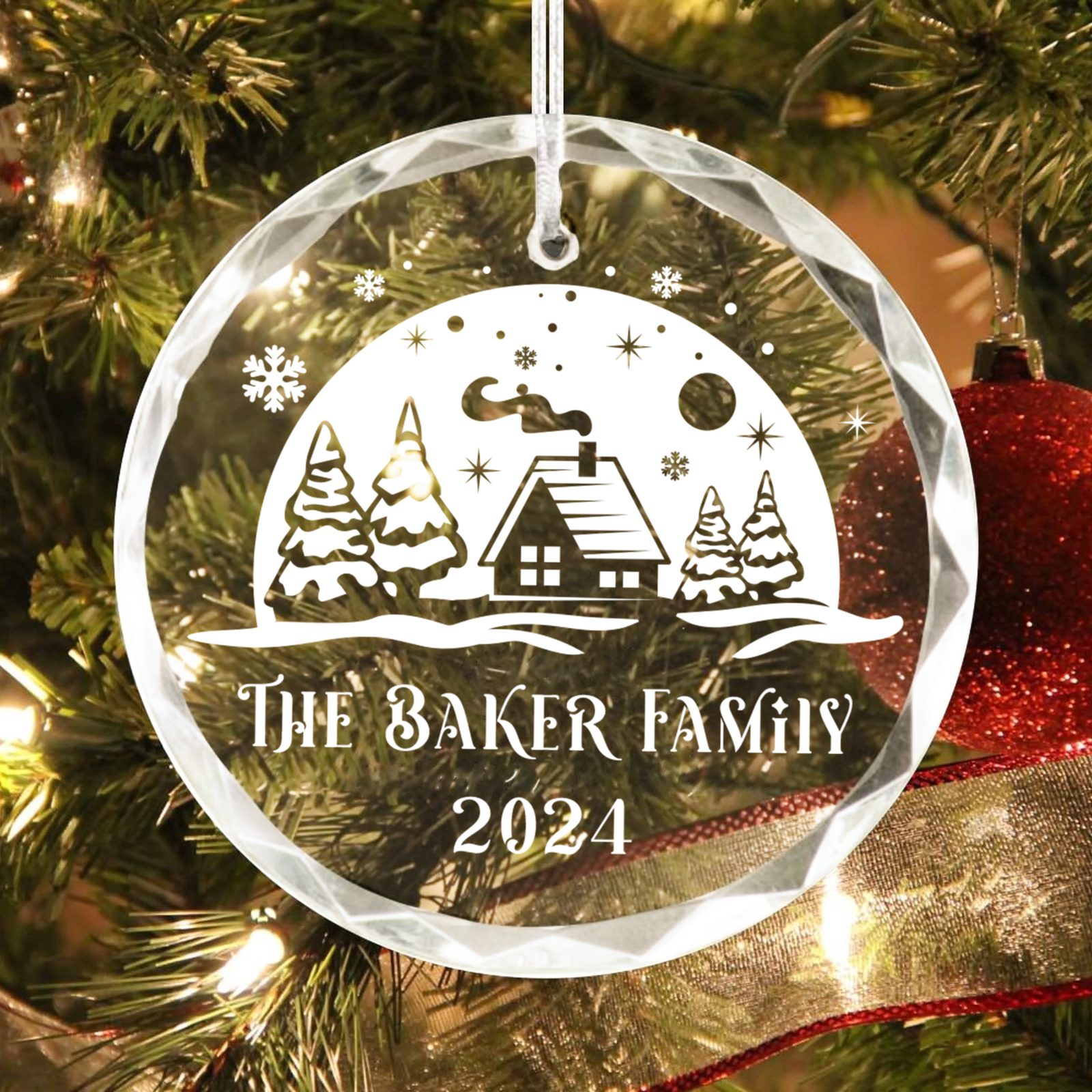 Personalized Family Christmas Glass Ornaments GX02-3 - 19Gifts