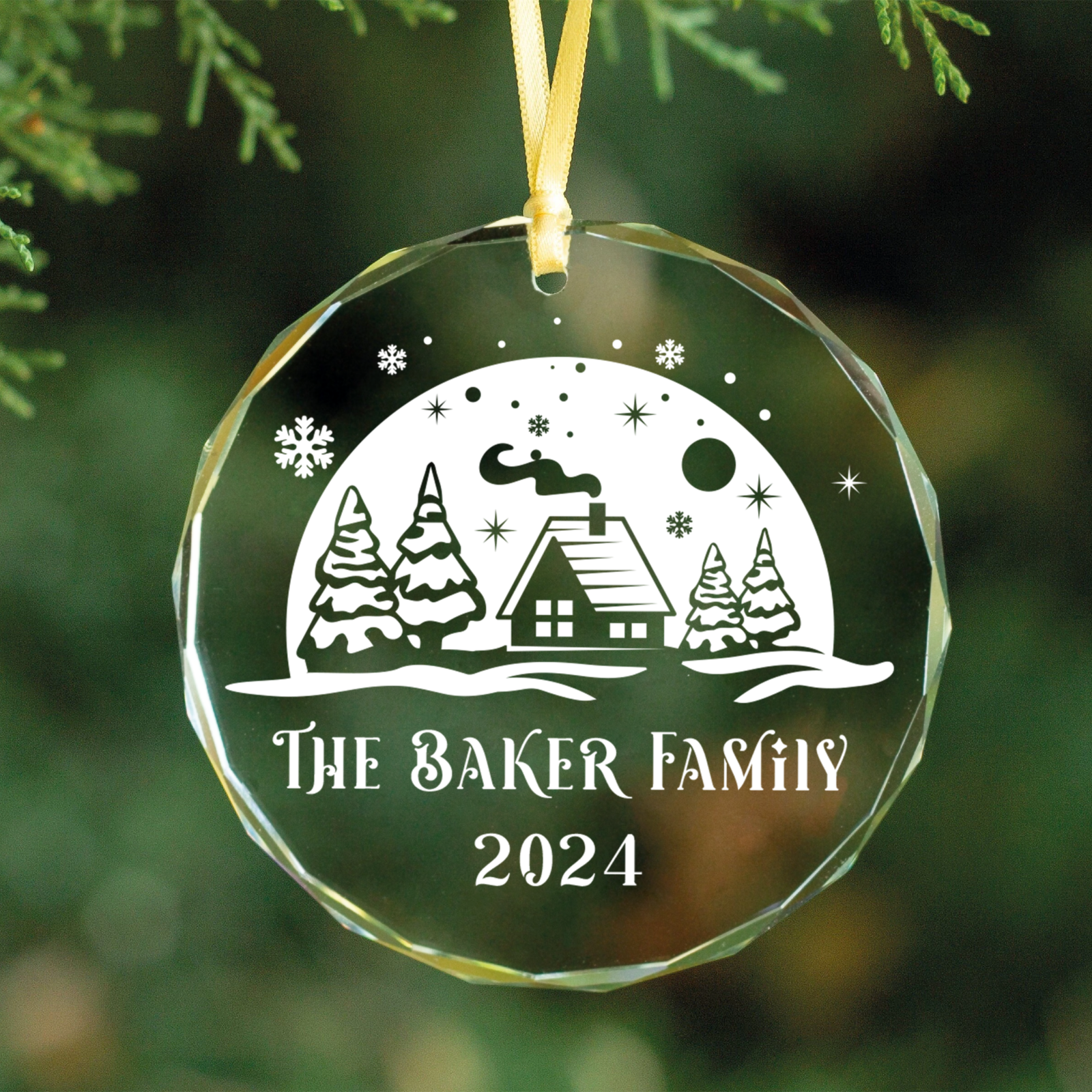 Personalized Family Christmas Glass Ornaments GX02-3 - 19Gifts