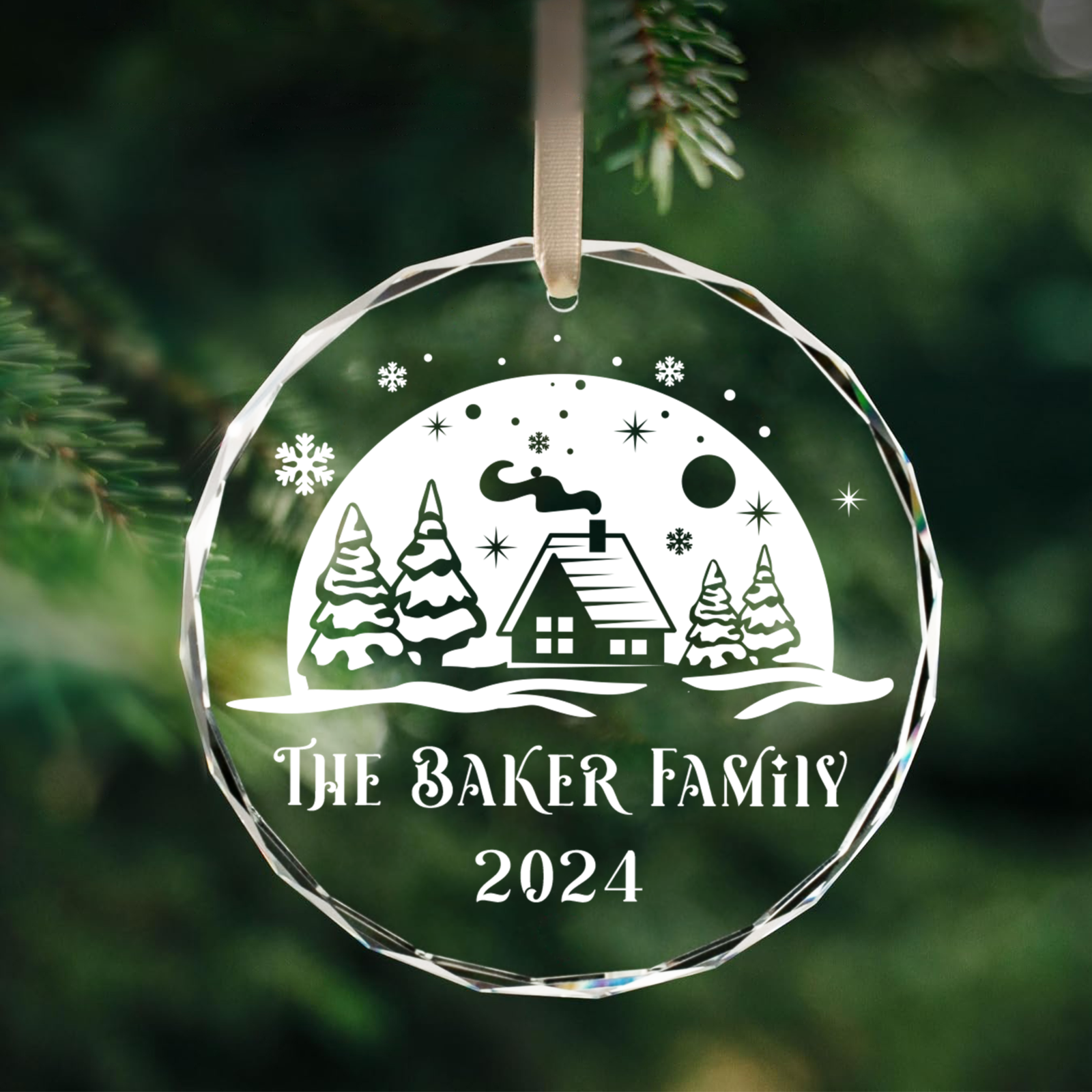 Personalized Family Christmas Glass Ornaments GX02-3 - 19Gifts
