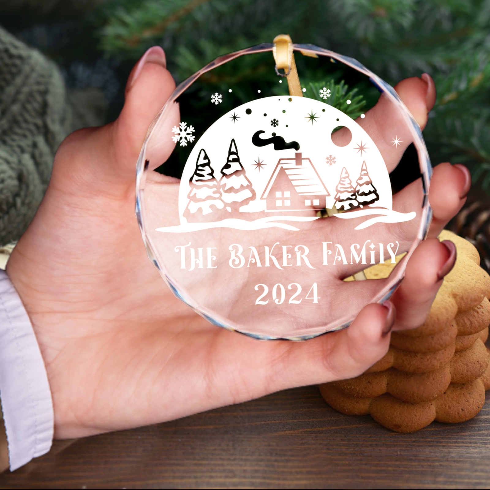 Personalized Family Christmas Glass Ornaments GX02-3 - 19Gifts