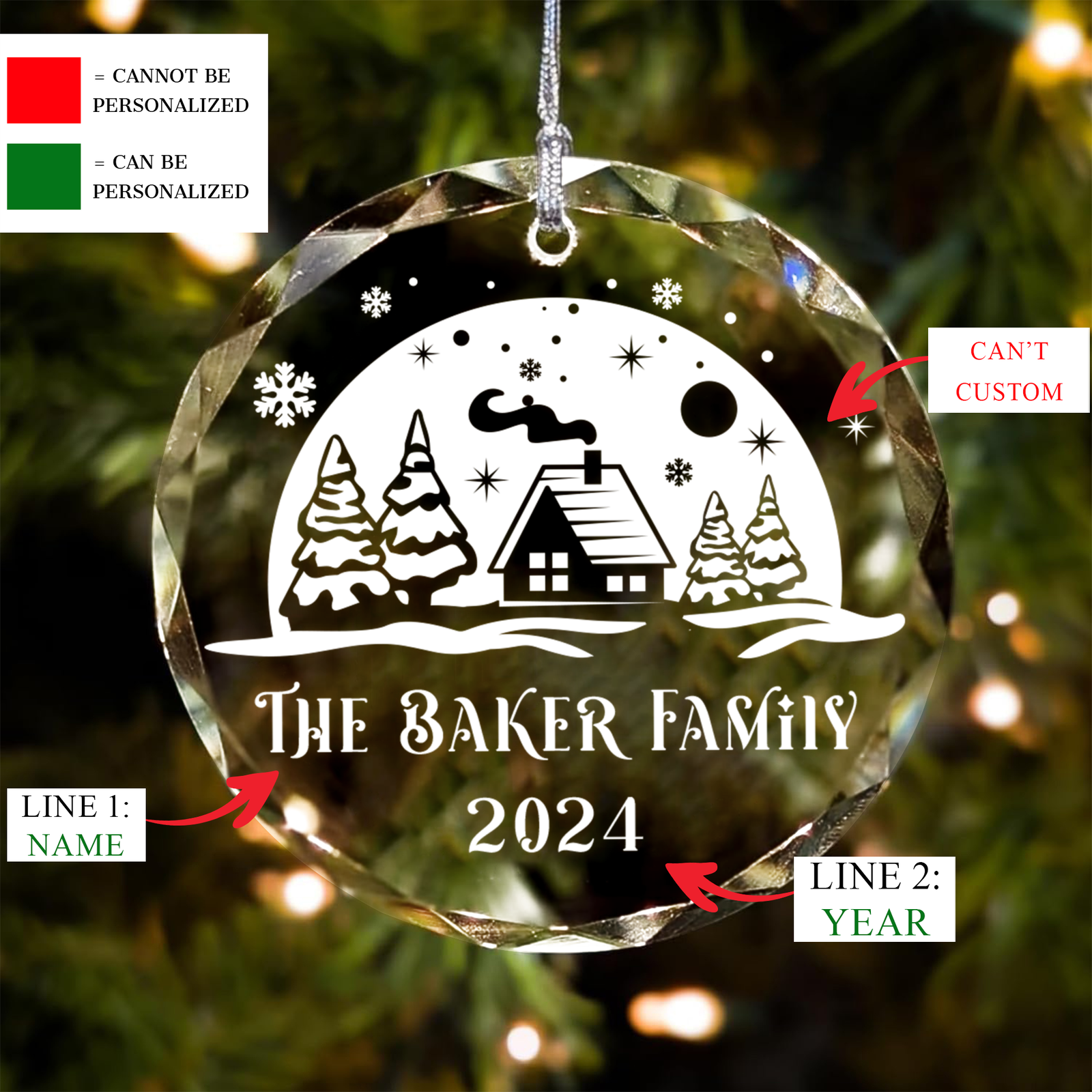 Personalized Family Christmas Glass Ornaments GX02-3 - 19Gifts