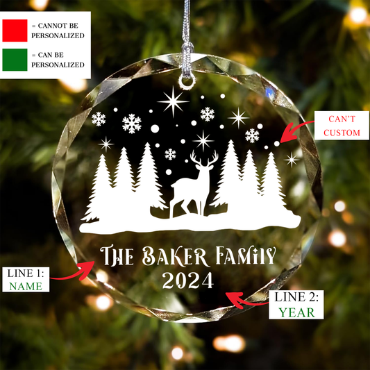 Personalized Family Christmas Glass Ornaments GX02-4 - 19Gifts