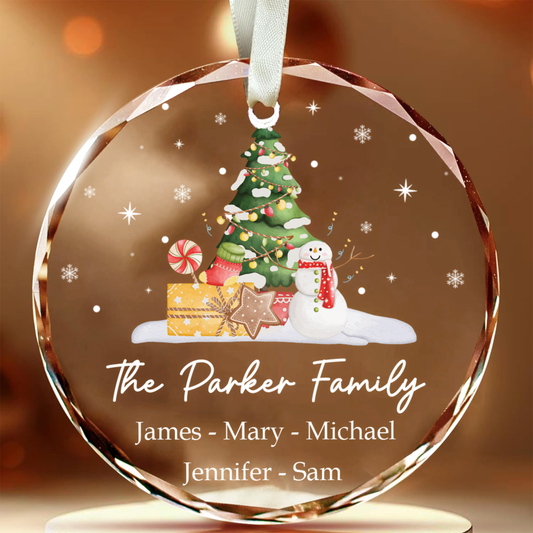 Personalized Family Christmas Glass Ornaments GX02-5 - 19Gifts