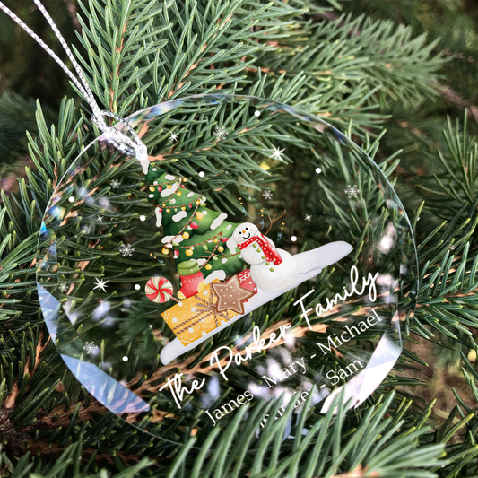 Personalized Family Christmas Glass Ornaments GX02-5 - 19Gifts