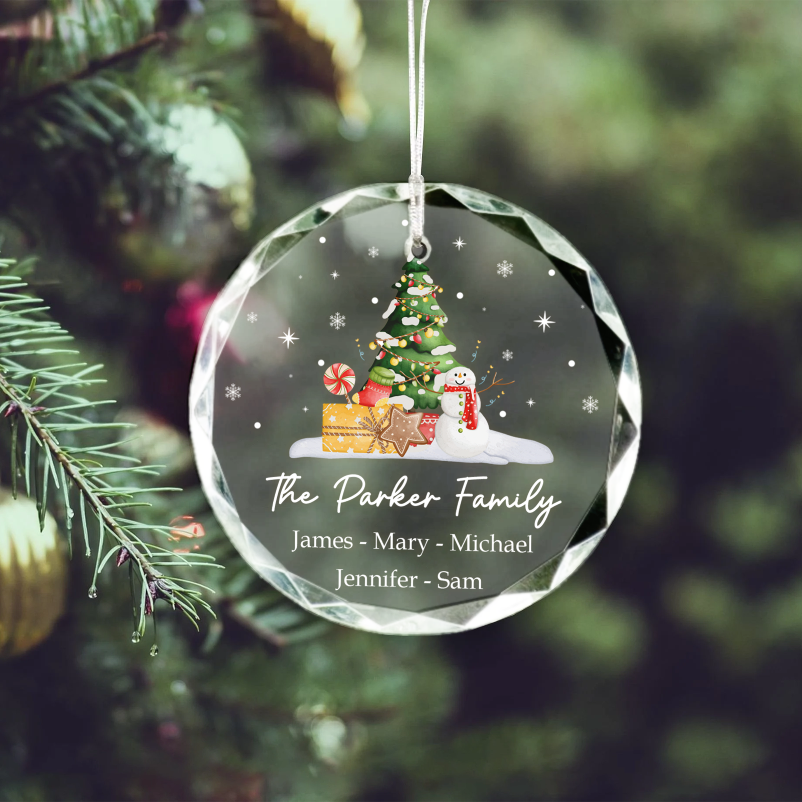 Personalized Family Christmas Glass Ornaments GX02-5 - 19Gifts